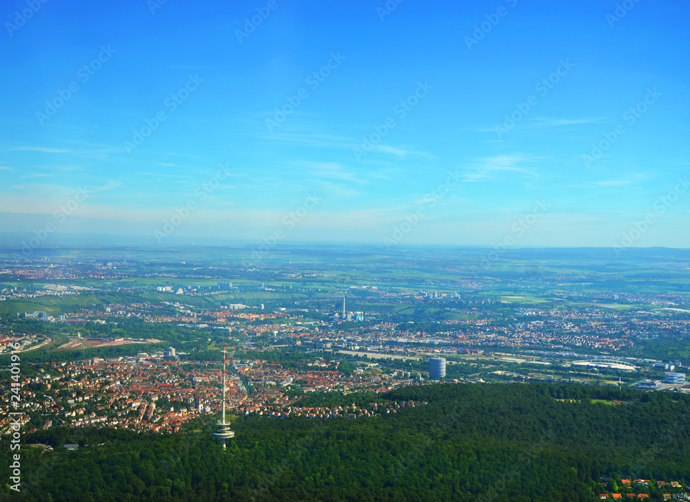 Stuttgart TV Tower in South Germany, aerial view