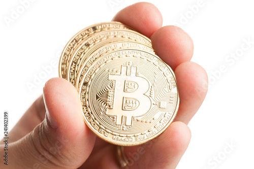 Crypto currency Bitcoin isolated over white background