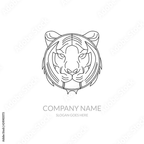Fototapeta Naklejka Na Ścianę i Meble -  Animal Nature Farm Agriculture Business Company Stock Vector Logo Design Tiger Black Template