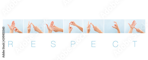 Respect word in british sign language. photo