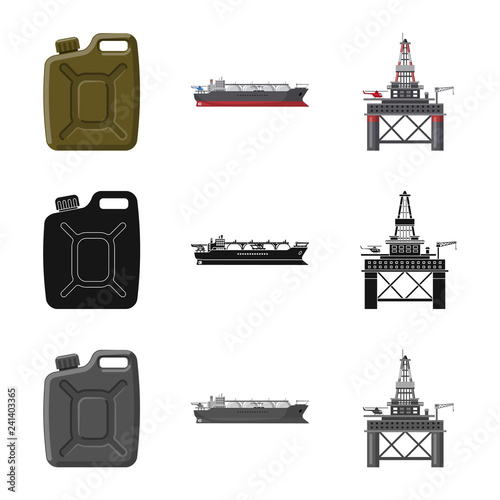 Vector illustration of oil and gas logo. Collection of oil and petrol vector icon for stock.