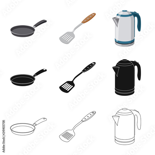 Isolated object of kitchen and cook sign. Collection of kitchen and appliance stock symbol for web.