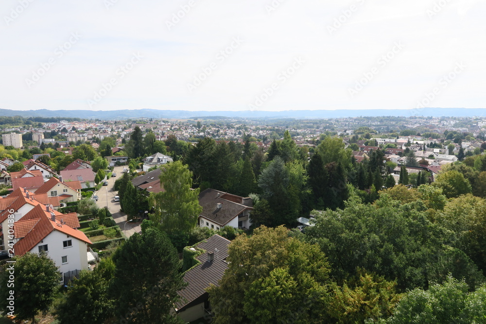Blick vom Wasserturm in Backnang (Rems-Murr-Kreis) auf die Stadt 
