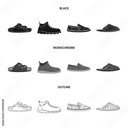 Vector design of shoe and footwear symbol. Set of shoe and foot vector icon for stock.