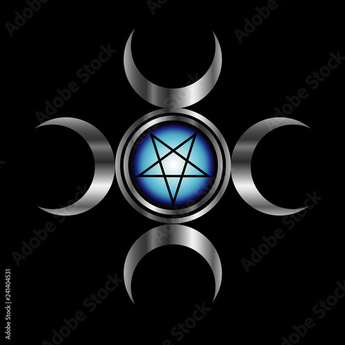 Inverted pentagram with triple goddess