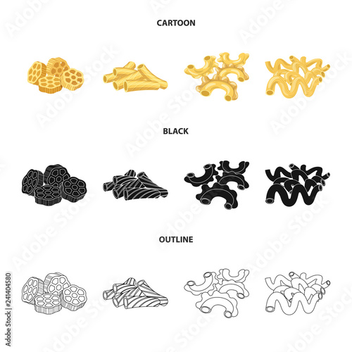 Vector design of pasta and carbohydrate icon. Set of pasta and macaroni vector icon for stock.