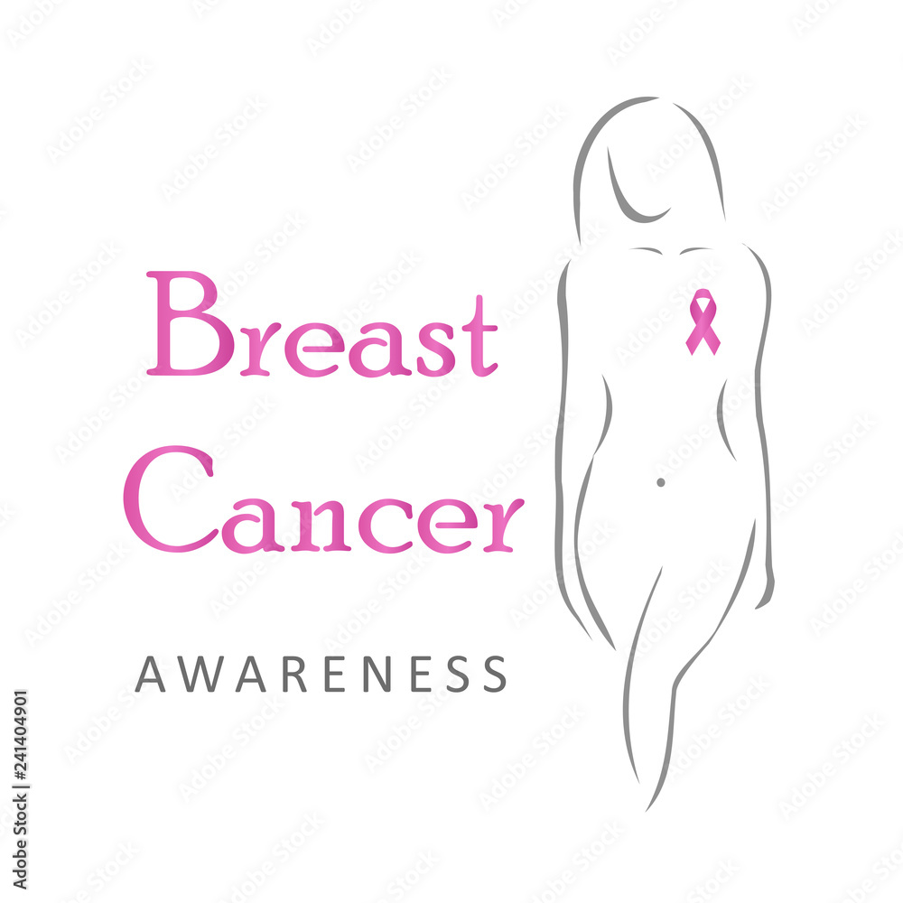 Breast cancer awareness pink ribbon and female Breast cancer awareness pink ribbon and female