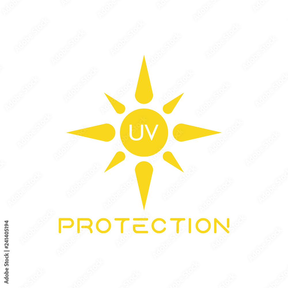 UV radiation icon, with sun logo symbol.