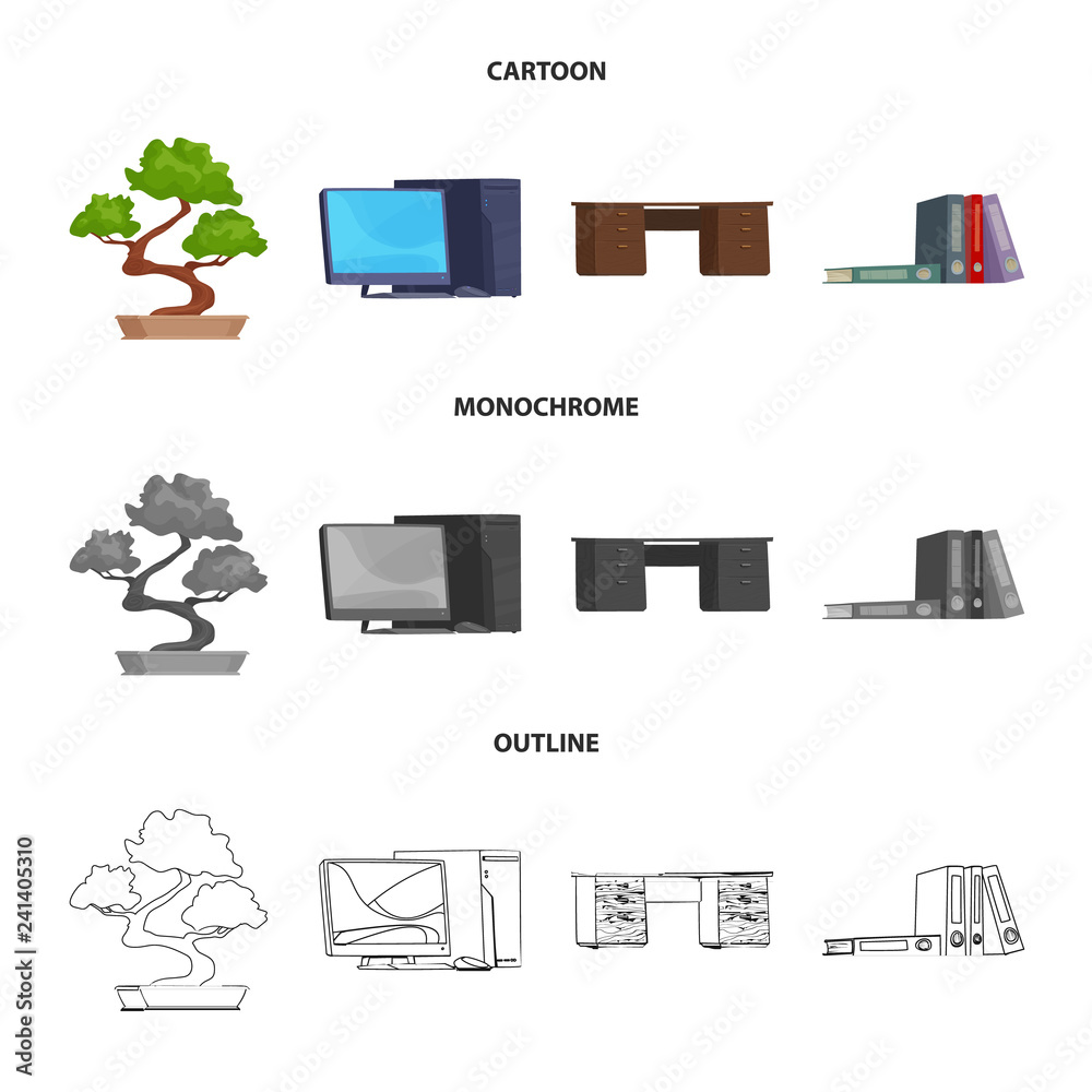 Vector design of furniture and work symbol. Set of furniture and home stock symbol for web.