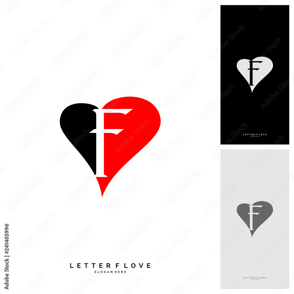 Fototapeta premium Letter F heart logo icon design template elements. Initial F with Love logo concepts - Vector