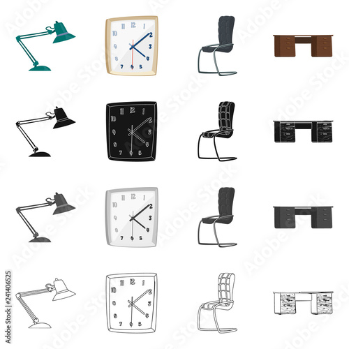 Isolated object of furniture and work symbol. Set of furniture and home stock symbol for web.