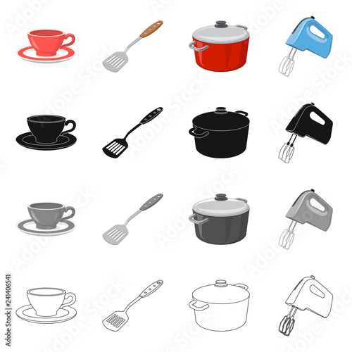 Vector design of kitchen and cook sign. Collection of kitchen and appliance vector icon for stock.