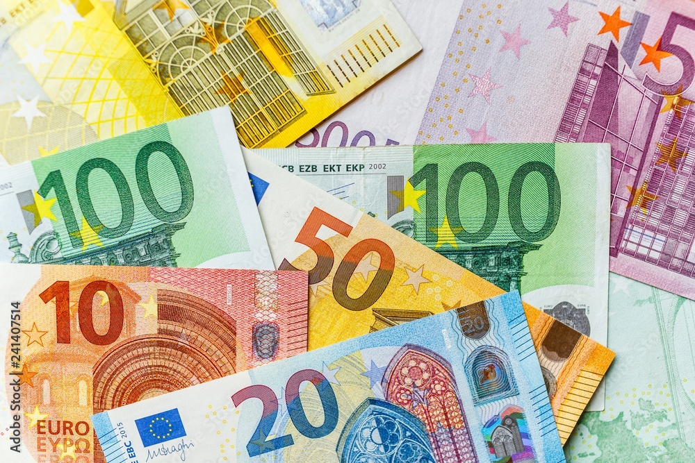 Euro cash background. Different euro banknotes. Euro cash background. Different euro banknotes.