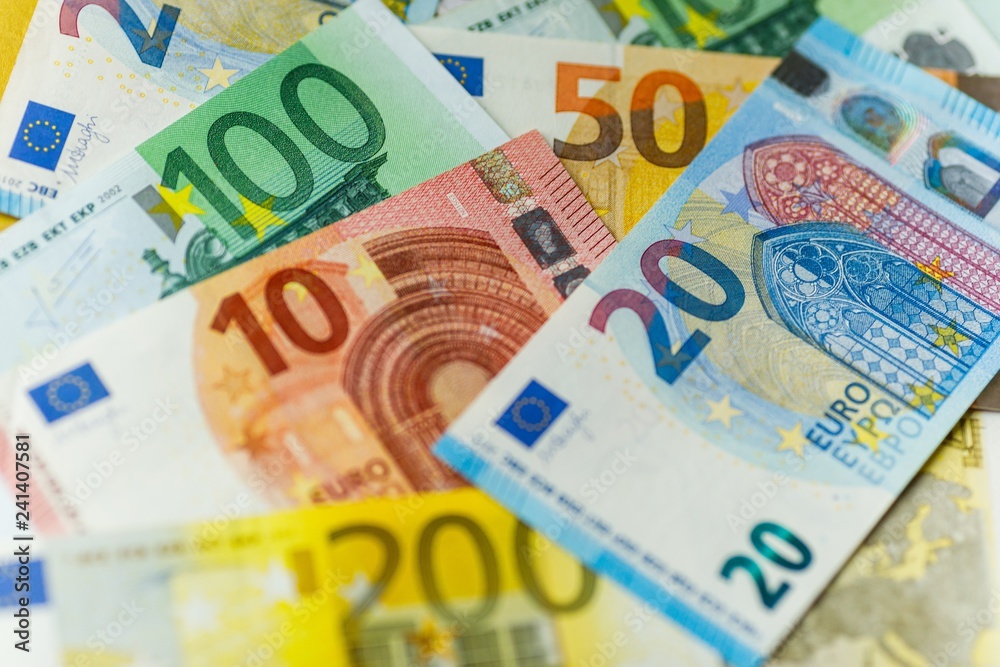 Euro cash background. Different euro banknotes. Euro cash background. Different euro banknotes.