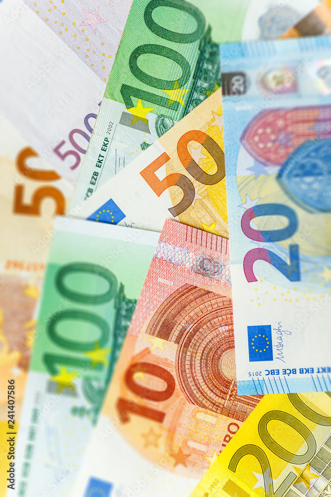 Euro cash background. Different euro banknotes. Euro cash background. Different euro banknotes.