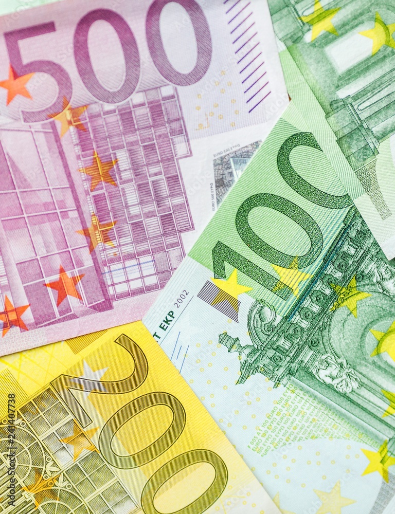 Euro cash background. Different euro banknotes. Euro cash background. Different euro banknotes.