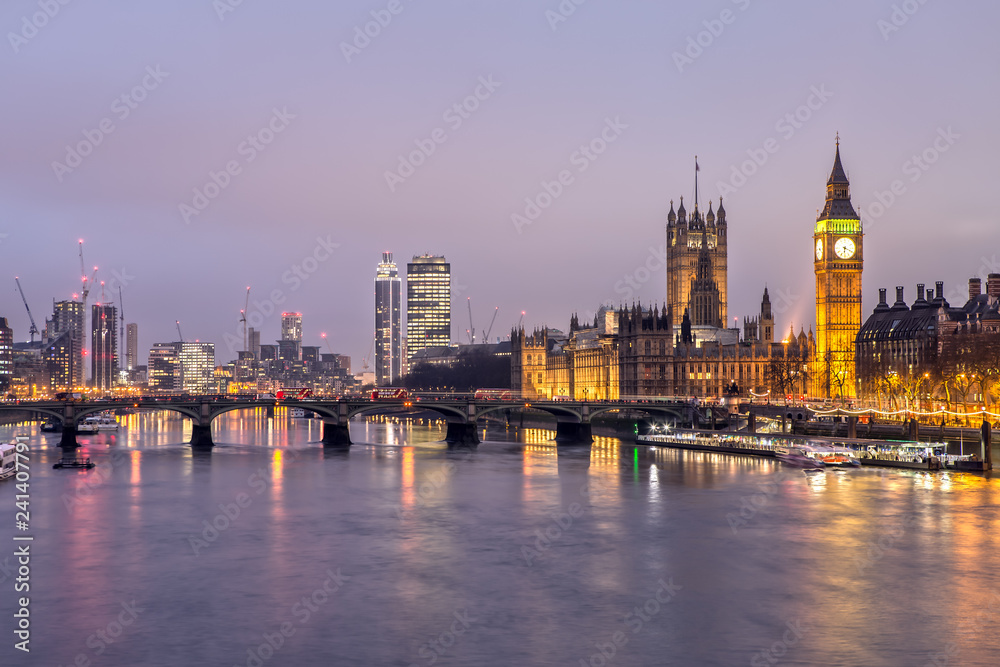 House of Parliament and Westminster Bridge at Night