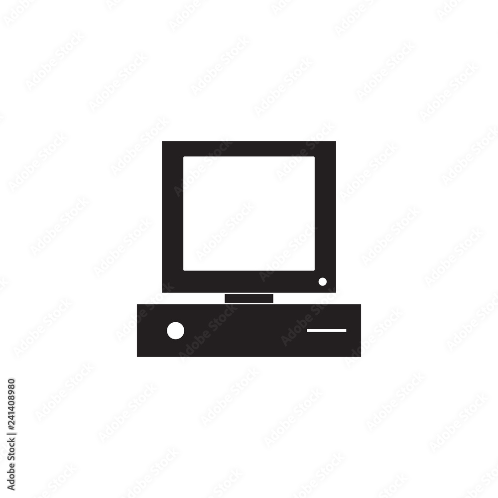 Old computer black icon vector design illustration Old computer black icon vector design illustration
