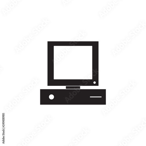 Old computer black icon vector design illustration