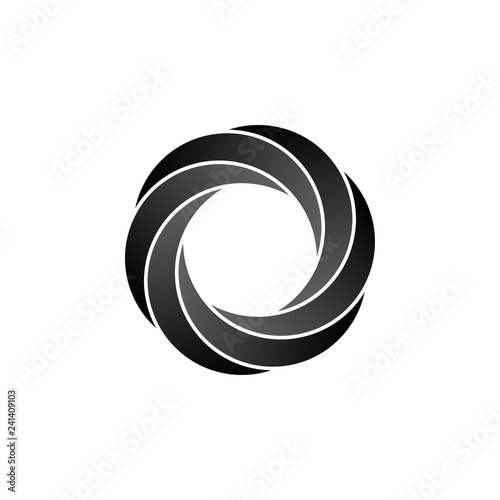 Abstract infinite loop logo, black circle icon