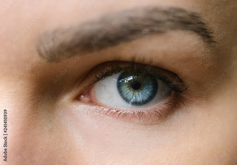 Blue iris eye. Macro shot. Blue iris eye. Macro shot.