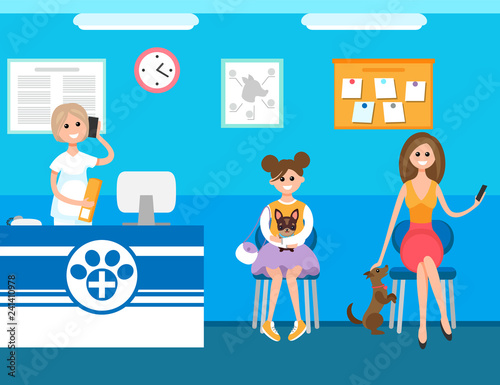 Veterinary Clinic, Hospital Reception of Woman