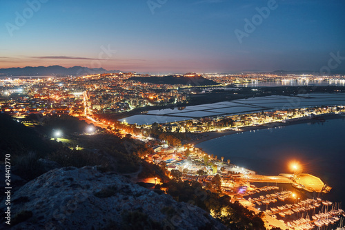 Cagliari city panorama at night