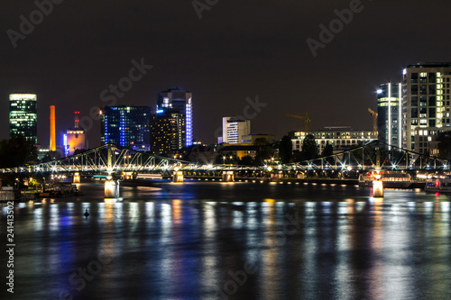Night view of the business district of the city of Frankfurt am Main. Germany