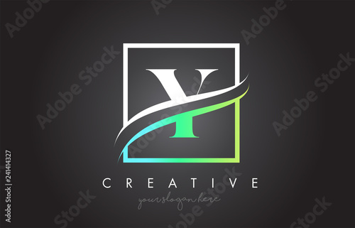 Y Letter Logo Design with Square Swoosh Border and Creative Icon Design.