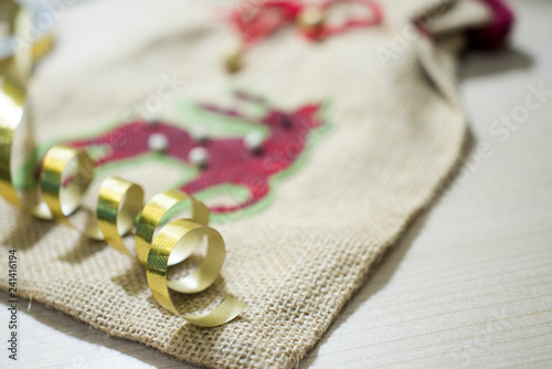 Christmas bag with gold bow
