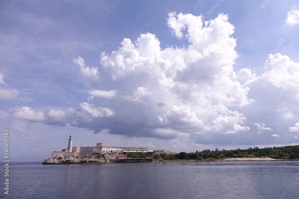 Moro castle as seen across the bay from the Malecon Havana Cuba