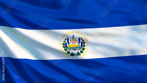 El Salvador flag. Waving flag of El Salvador 3d illustration