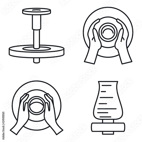 Potters wheel icon set. Outline set of potters wheel vector icons for web design isolated on white background