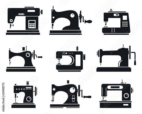 Quality sew machine icon set. Simple set of quality sew machine vector icons for web design on white background