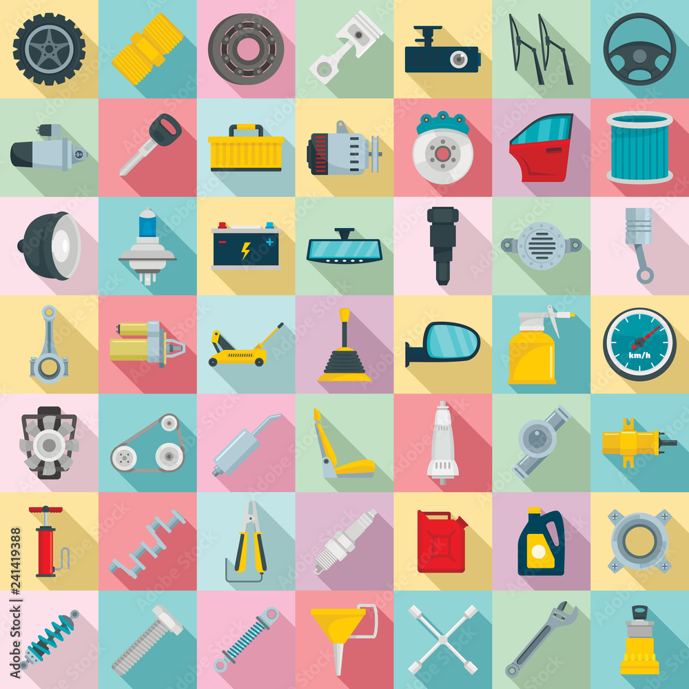 Fotografie Car parts icon set
