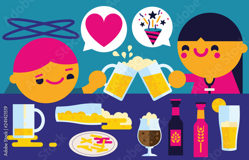 Drunk Boy and Happy Girl Toast and Keep the Party Going