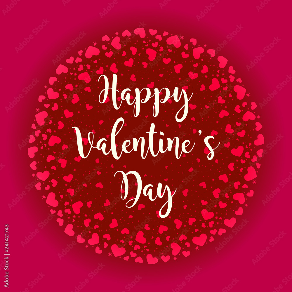 Happy Valentine’s day wreath card background with hearts in pink Happy Valentine’s day wreath card background with hearts in pink