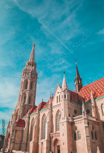 Budapest Mathias Church with blue sky