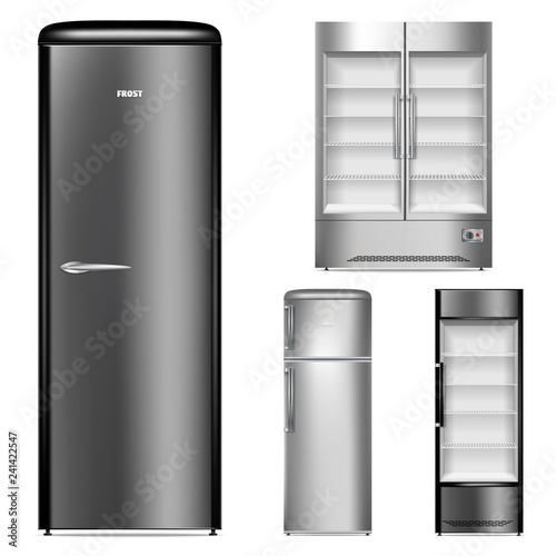 Freezer icon set. Realistic set of freezer vector icons for web design isolated on white background