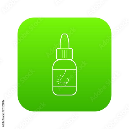 Nasal drops icon green vector isolated on white background