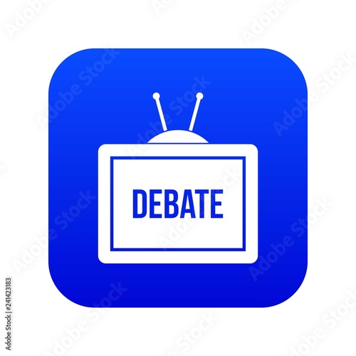TV with the Debate inscription on the screen icon digital blue for any design isolated on white vector illustration