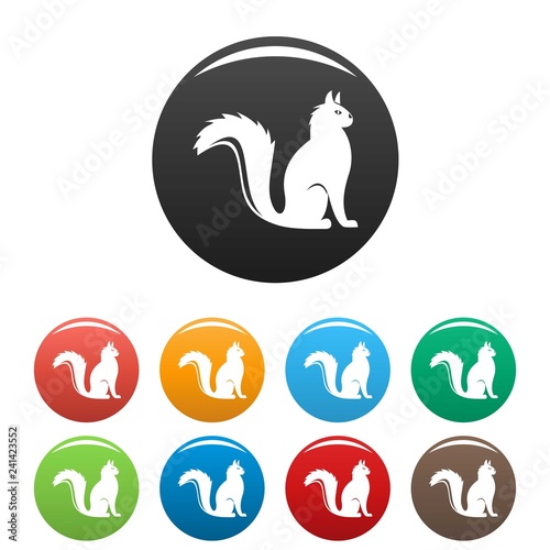 Cat icons set 9 color vector isolated on white for any design