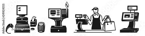 Cashier icon set. Simple set of cashier vector icons for web design on white background