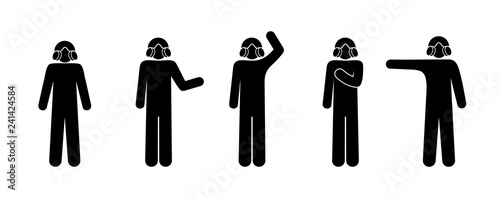 man gas mask stick figure icon