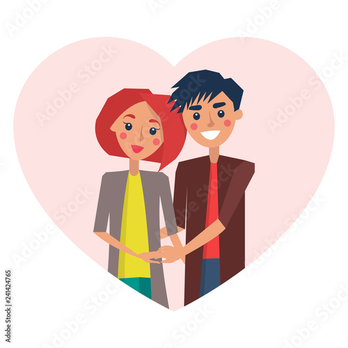 Couple in Love Heart Image Vector Illustration