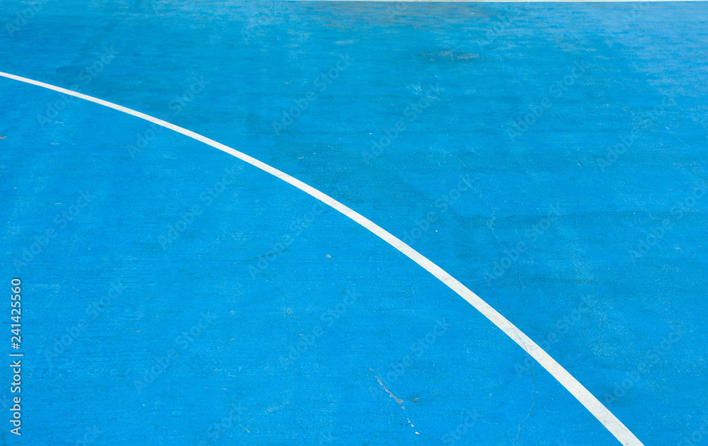 closeup blue basketball court
