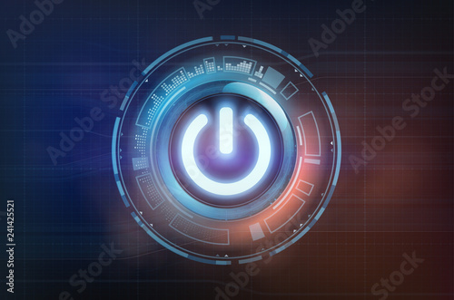 Power switch on button on the dashboard. Technological background
