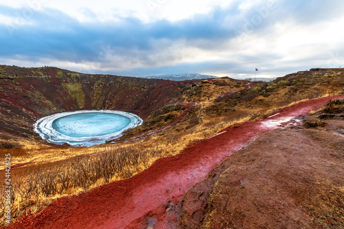 Vászonkép Kerid , Kerið volcanic crater lake Iceland