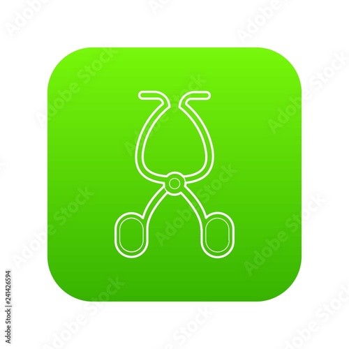 Surgical scissors icon green vector isolated on white background
