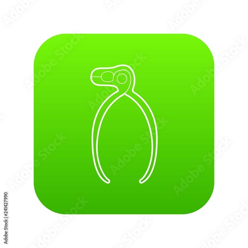 Surgical clip icon green vector isolated on white background